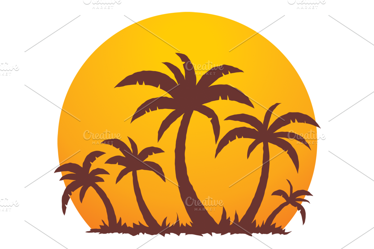 Palm Trees And Summer Sunset, an Illustration by Schwegel Illustration
