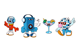 Retro music and disco party cartoon, an Illustration by art PVP - market