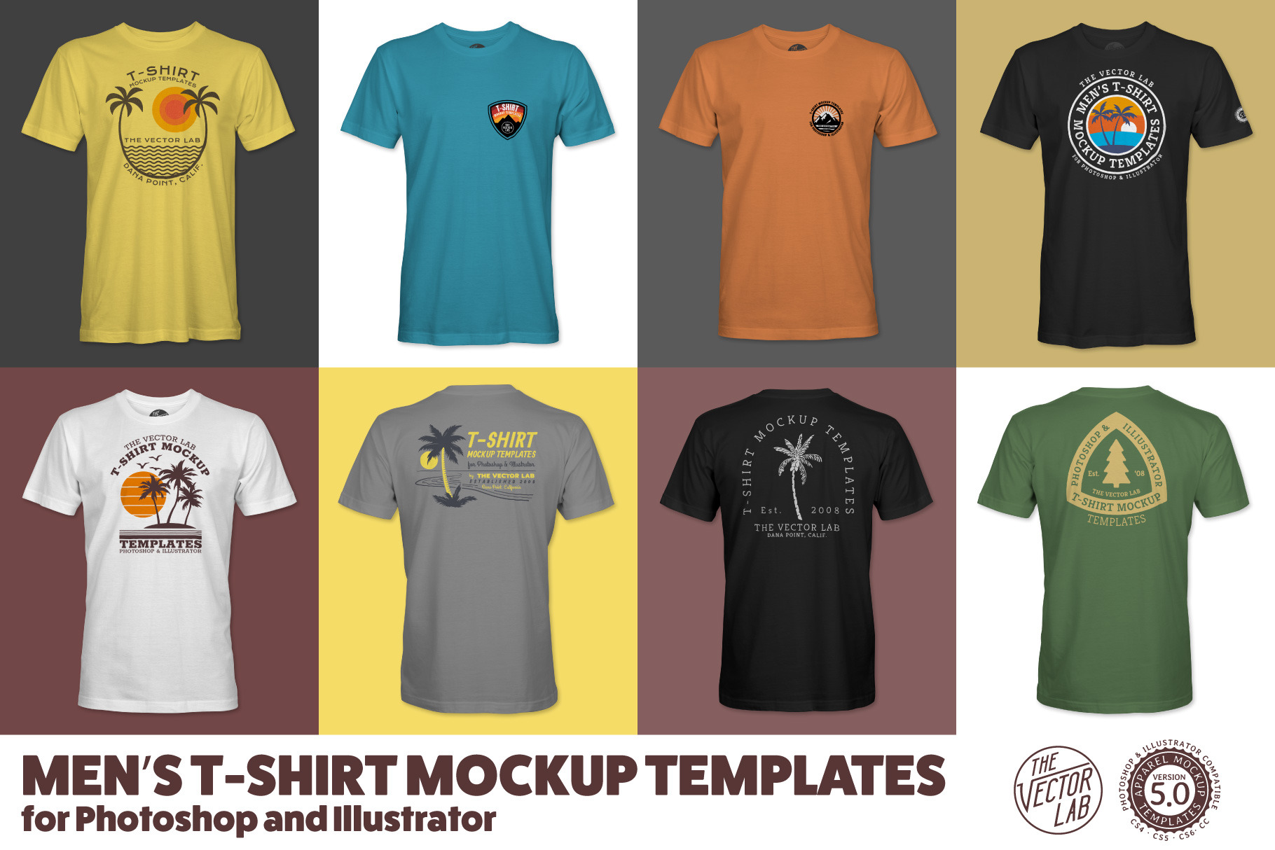 Men's T-Shirt Templates Version 5.0, a Shirt Mockup by TheVectorLab