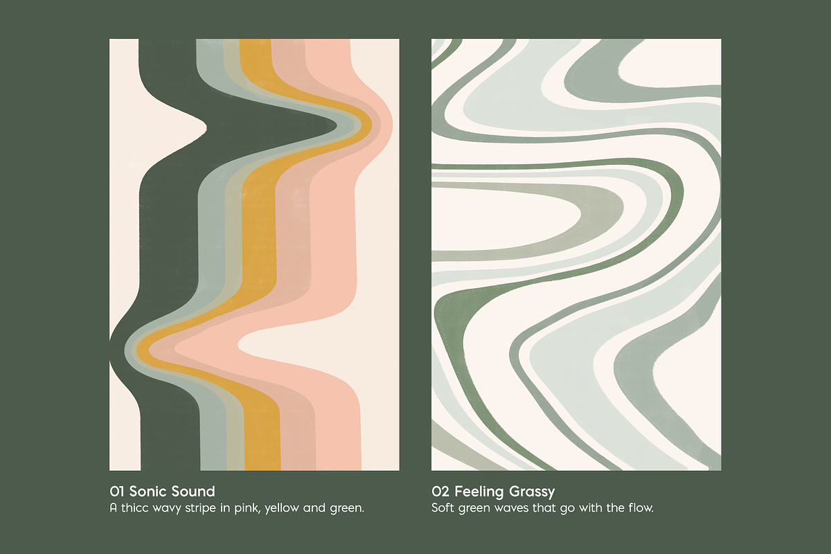 Retro 70s Waves Background Bundle, a Pattern Graphic by cassi has hobbies (Photo 3 of 9)