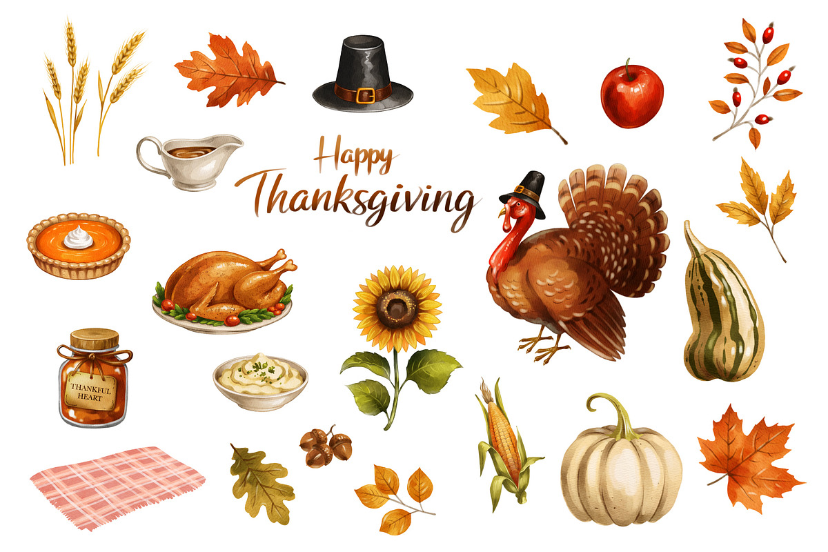 Happy Thanksgiving Collection, a Seasonal Illustration by IrynaPanashii (Photo 2 of 10)