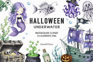 Underwater Halloween Clipart