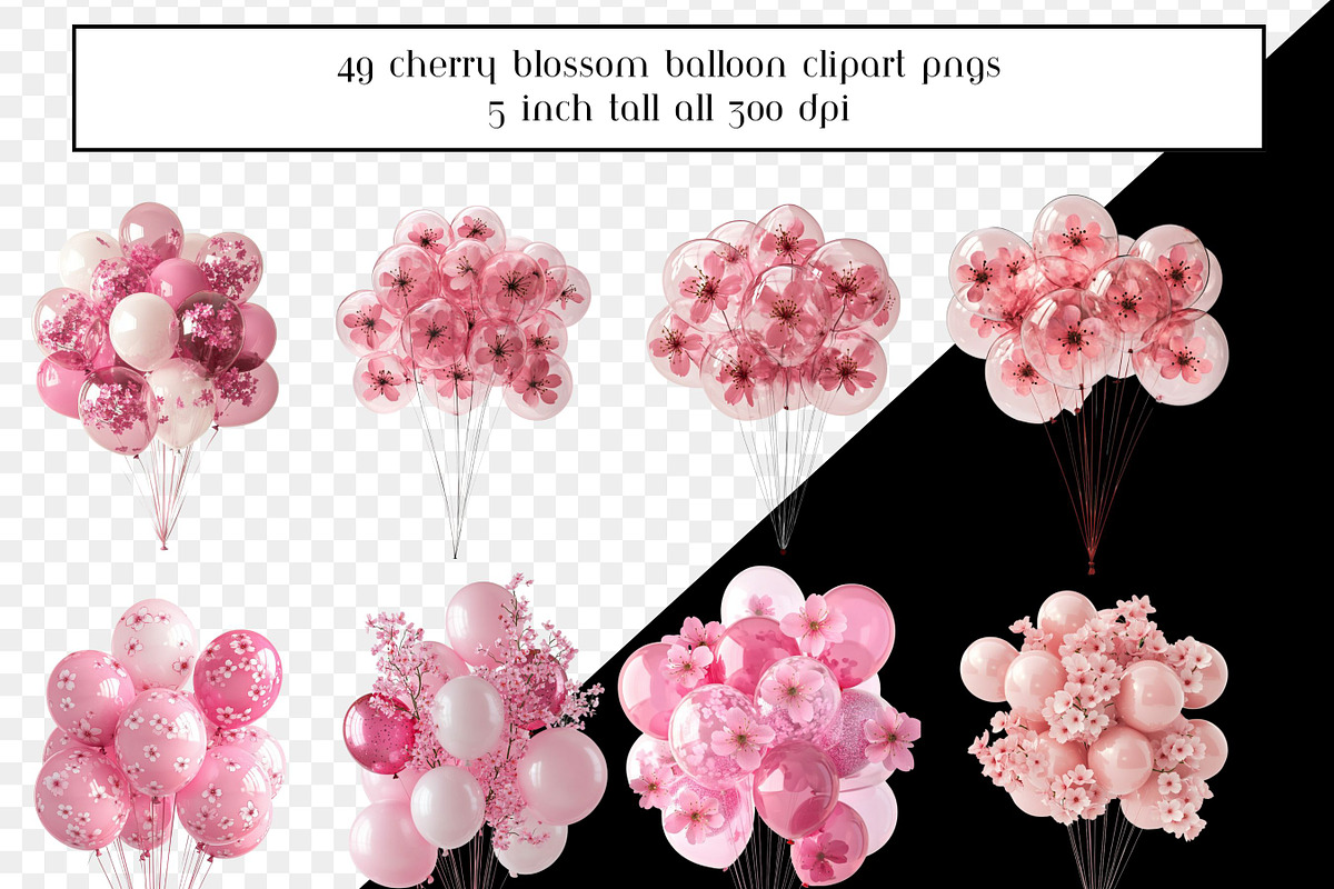 Cherry Blossom Balloon Bundles, an Object Graphic by AllTheKewtClipart (Photo 14 of 14)