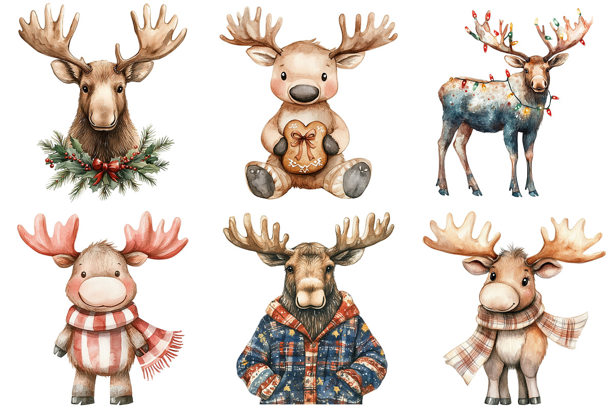Cute Christmas Moose Sublimation, an Illustration by Craft Nest (Photo 3 of 7)