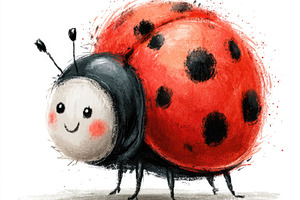 Cute ladybug doodle illustration, an Animal Photo by José Manuel Gelpi