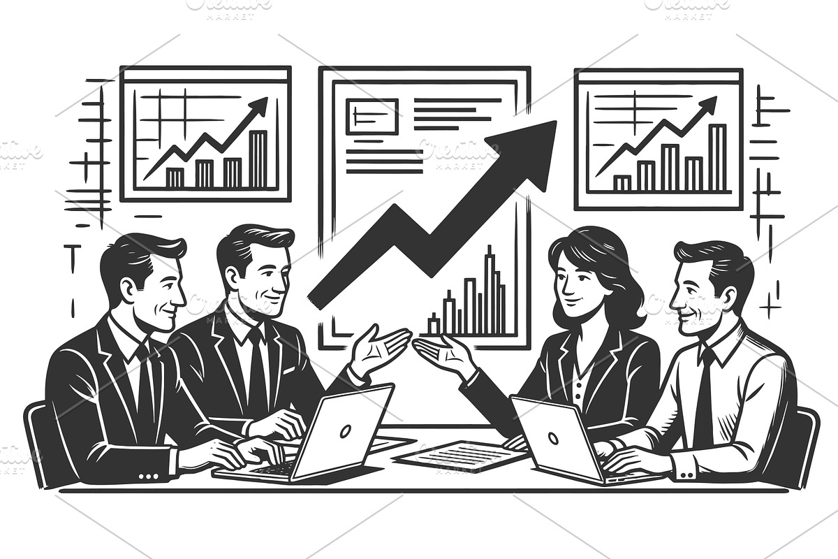Business Team Meeting With Growth, a Person Illustration by AlexArt