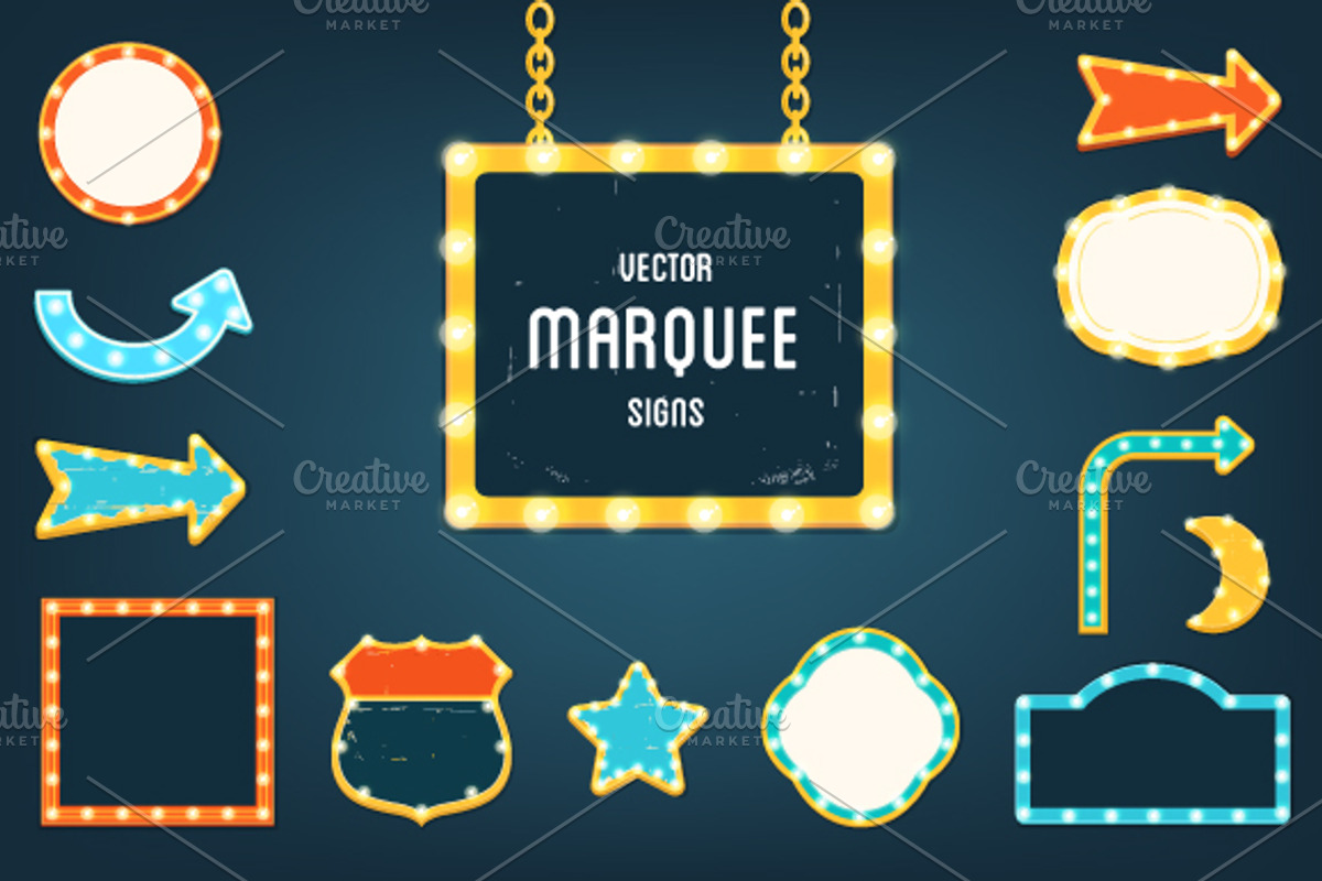 Marquee Light Bulbs Signs, an Object Graphic by Julia Batsheva (Photo 1 of 3)