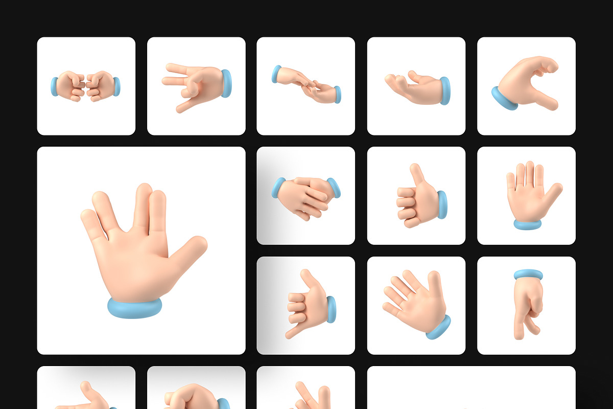 Floating 3D Hands Icons, an Object 3D Model by Vectors Market (Photo 9 of 9)