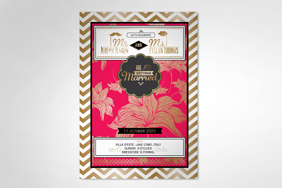 Flowerchevron Wedding Invitation