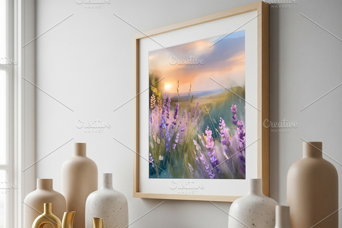 Lavender Field Watercolor Art, a Background Graphic by Floraphoria (Photo 8 of 13)