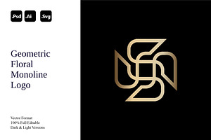 Geometric Floral Monoline Logo, a Branding & Logo Template by Luxury Logos