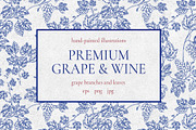 Grape branches&leaves vector clipart, an Object Graphic by Lidia's watercolor world (Thumbnail 1 of 5)