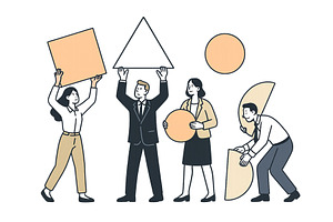 Creative teamwork with geometric, a Person Illustration by ZinetroN