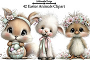 Easter Animals Clipart, an Illustration by Watercolor design (Thumbnail 1 of 6)