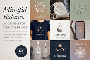 Mindful Balance Logo Bundle – 5 Pack, a Branding & Logo Template by Elibee