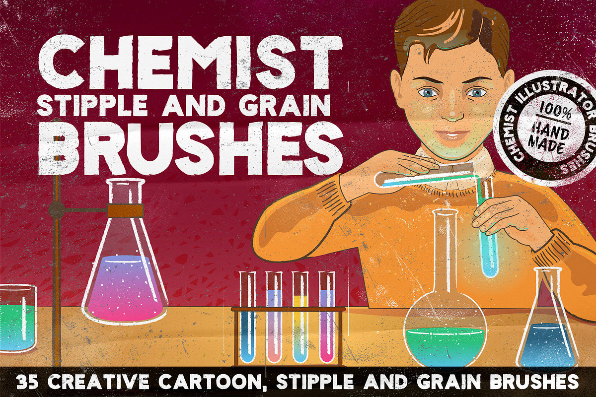 CHEMIST Illustrator Brushes, a Brush Add-On by Leonard Posavec (Photo 1 of 9)