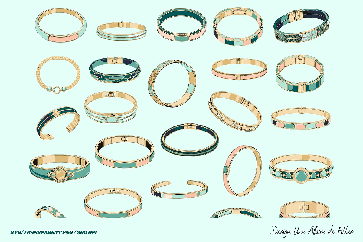 40 LUXURY BRACELETS VECTOR CLIPART, an Object Illustration by Une Affaire de Filles (Photo 2 of 5)