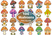 Groovy Mushrooms Clipart, an Object Illustration by Forhadx5 (Thumbnail 1 of 11)