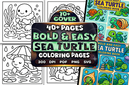 Bold Easy Sea Turtle Coloring Pages, an Animal Illustration by Craftsbeefy