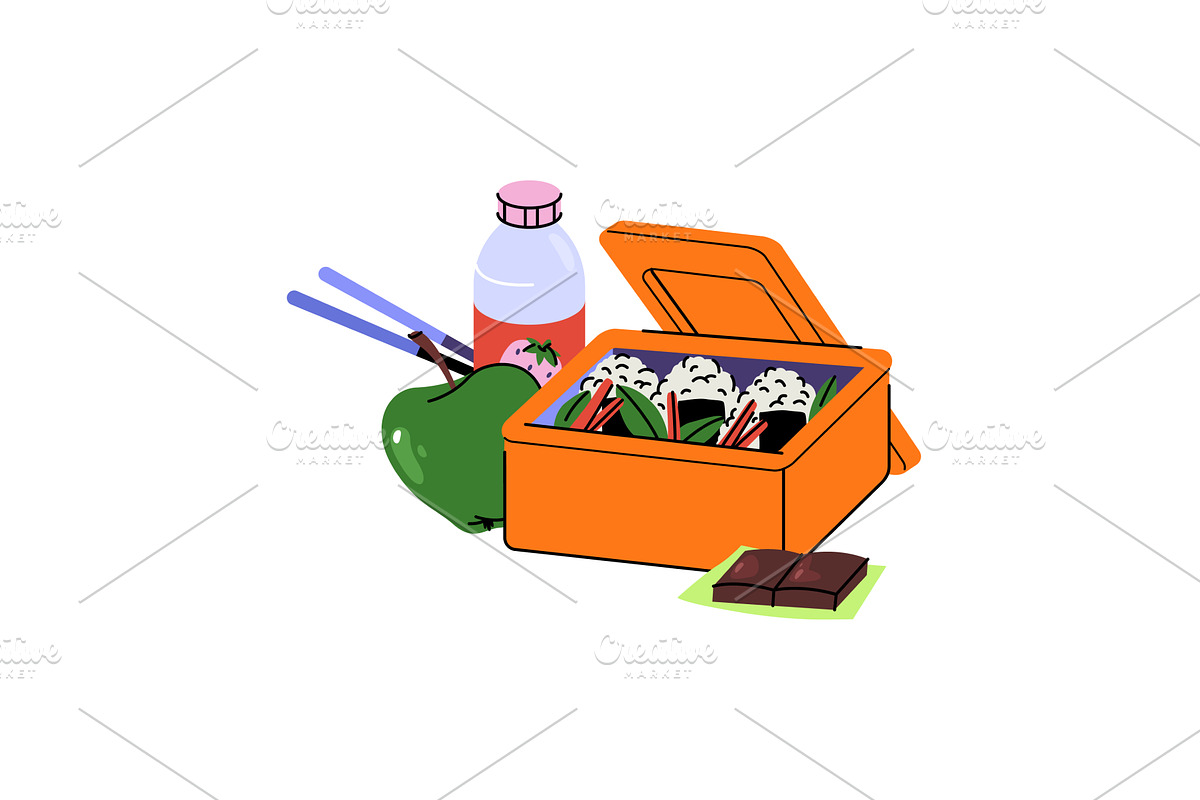 Lunchbox with meal or bento with, a Food Illustration by Elegant Solution