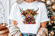 Christmas Lights Highland Cow PNG, an Illustration by Sublimation Artist (Thumbnail 3 of 9)