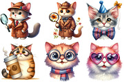 Funny Quirky Cats Clipart, an Illustration by Watercolor design (Thumbnail 3 of 4)