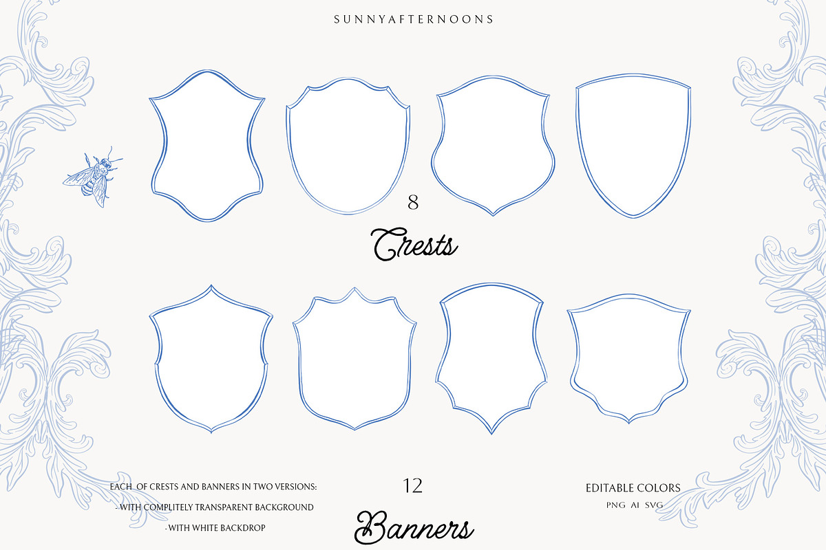 Azure Baroque LineArt, a Decorative Illustration by SunnyAfternoons (Photo 6 of 15)