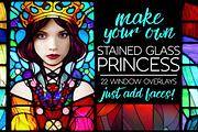 Stained Glass Princess Overlays, an Illustration by Paper Element (Thumbnail 1 of 4)