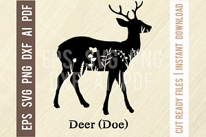 Deer Doe - Floral Animals Cut SVG