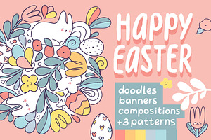 Happy Easter doodles and patterns