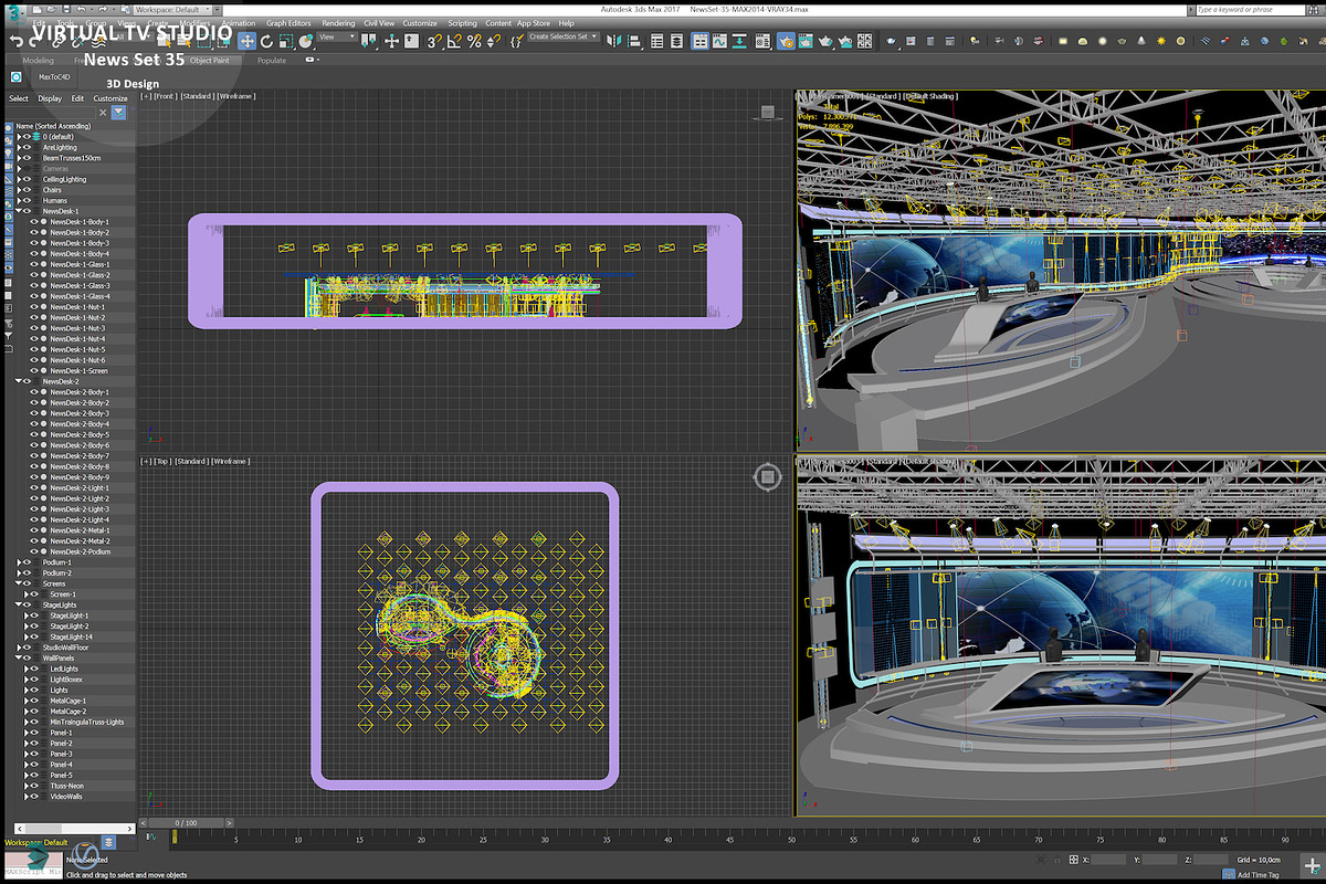 Virtual TV Studio News Set 35, an Architecture 3D Model by akerStudio (Photo 37 of 39)