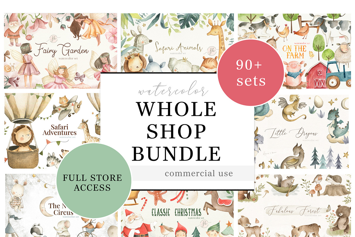 Whole Shop Bundle, an Animal Illustration by Flora+Bear (Photo 1 of 15)