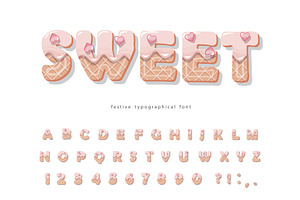Cake cartoon alphabet. Cute sweet