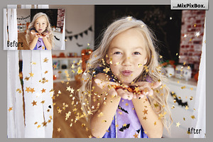 Golden Confetti Photo Overlays