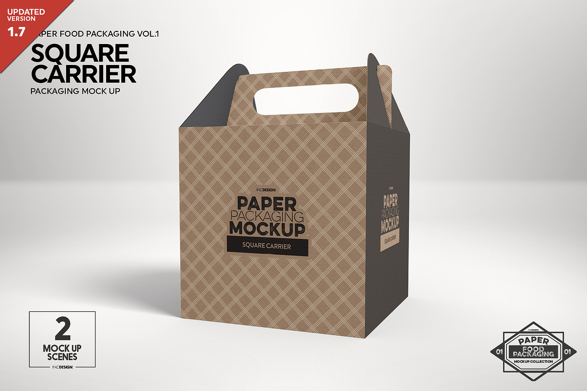 Square Carrier Packaging Mockup, a Packaging Mockup by INCDesign (Photo 1 of 7)