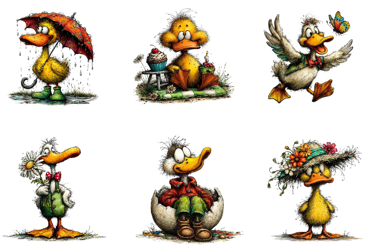 Cute spring duck clipart, an Illustration by CreationArt (Photo 3 of 7)