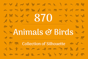 870 Animals and Birds Silhouette, a Solid Icon by Vectors Market
