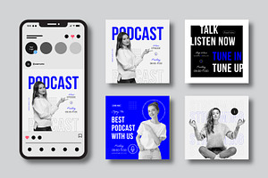 Podcast Social Media Post Layout Set, a Social Media Template by MightyDesign