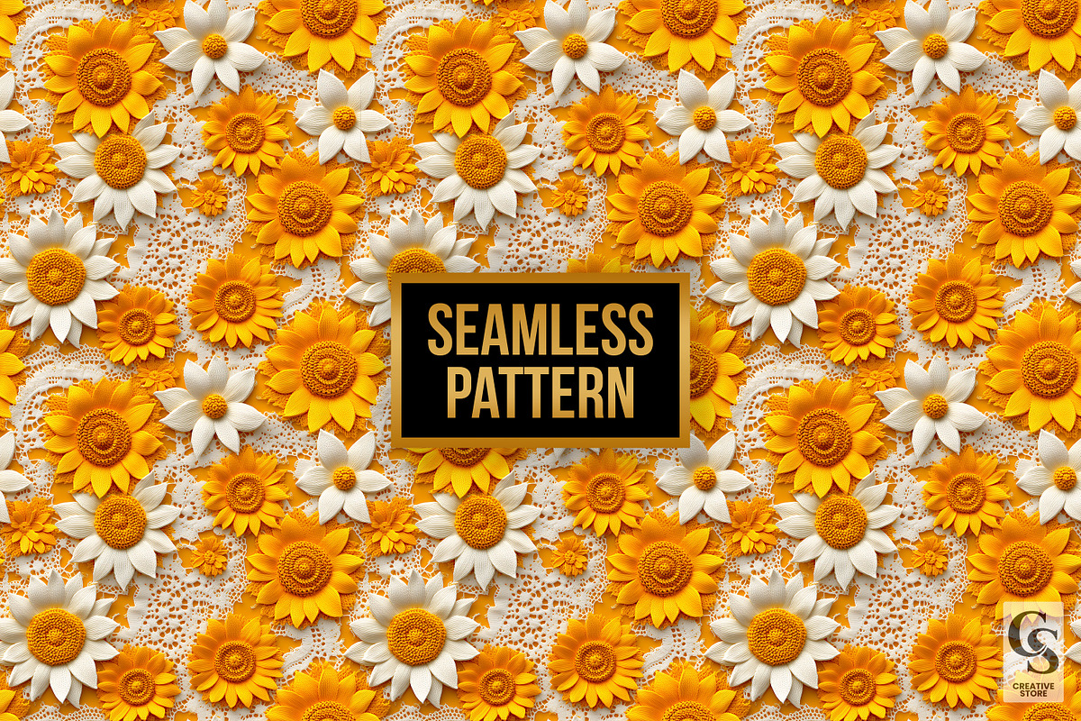 3D Crochet Sunflowers Lace Patterns, a Pattern Graphic by Creative Store (Photo 5 of 5)
