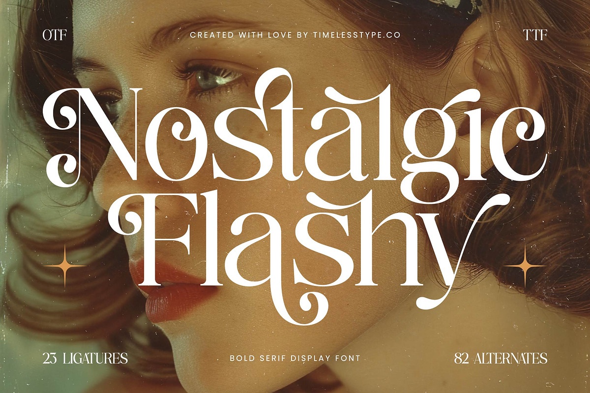 Nostalgic Flashy Modern Serif, a Serif Font by timelesstype.co (Photo 1 of 20)