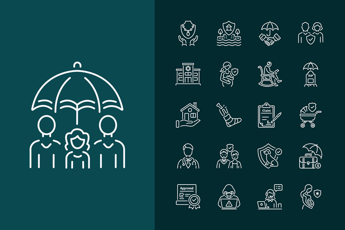 Insurance Icon Set, an Outline Icon by Prosymbols (Photo 6 of 8)