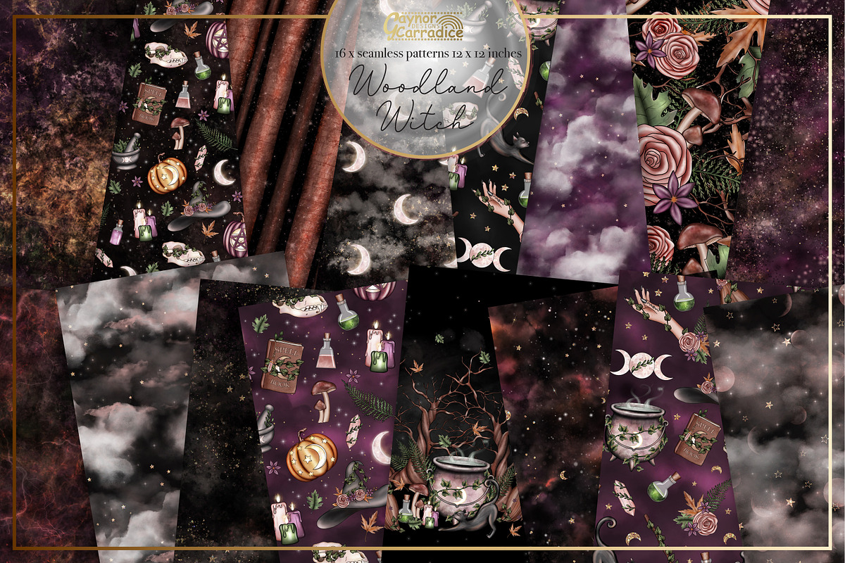 Woodland Witch - seamless patterns, a Pattern Graphic by Gaynor Carradice Designs (Photo 1 of 6)