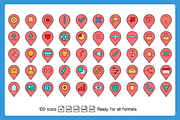 Map Pin and UI Location Marker Icons, an Icon by Designfour (Thumbnail 2 of 6)