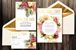 Blush Wedding Invitation Pack PSD