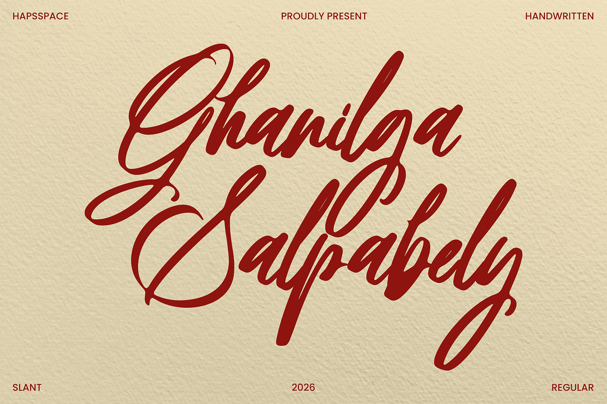 Ghanilga Salpabely Sophisticated, a Handwritten Font by Haps Space (Photo 1 of 9)