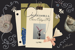 Silver Swirls Charms Collage Kit, an Object Graphic by Anzhelika