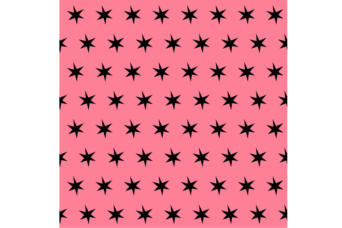 Black Vintage Stars on Pink Seamless, a Pattern Graphic by Sharon Schwalbe
