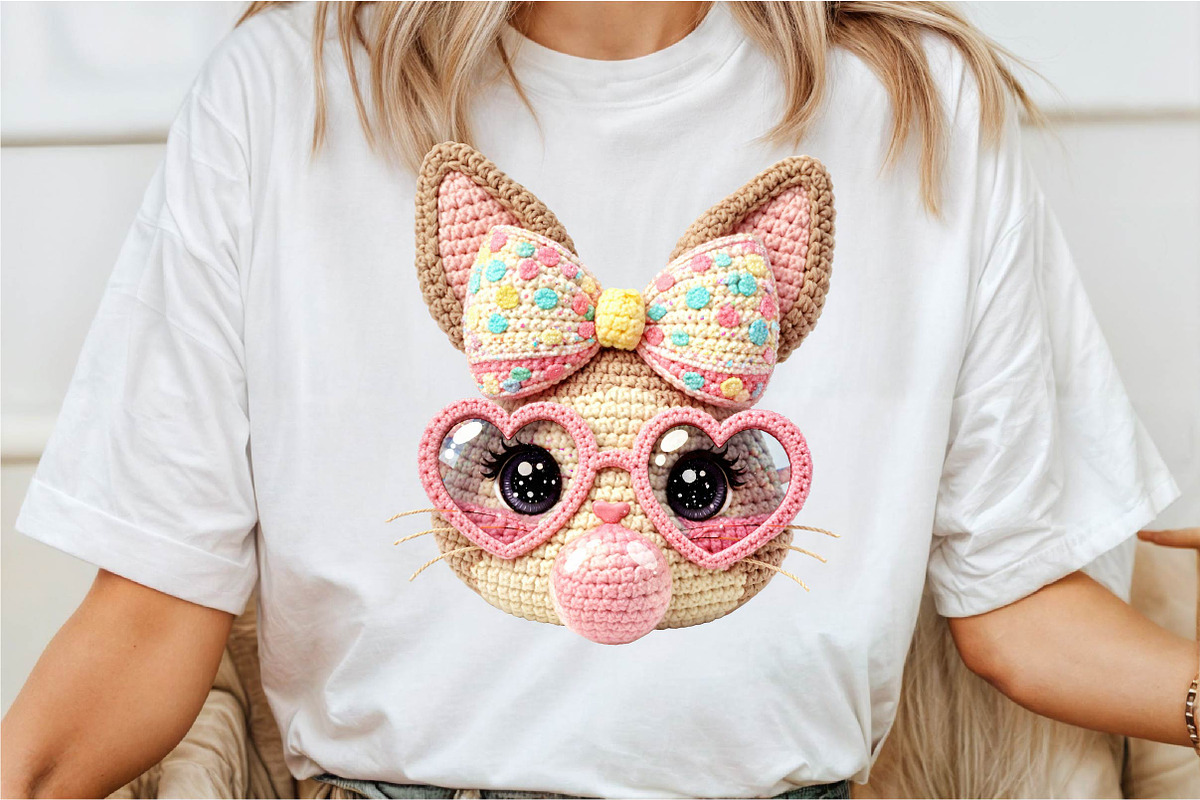 Crochet Glitter Easter Bunny PNG, an Illustration by DreamCafeArt (Photo 2 of 6)