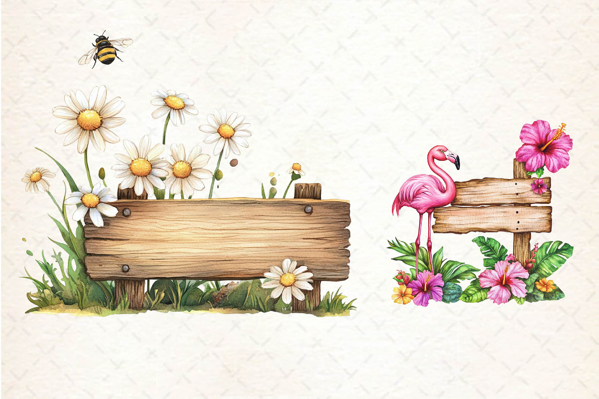 Summer Day Wooden Sign Clipart, an Illustration by Dream Creation (Photo 6 of 6)