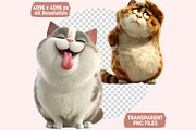 Funny Cat Clipart PNG Bundle, a Graphic by M9 Design (Thumbnail 8 of 9)